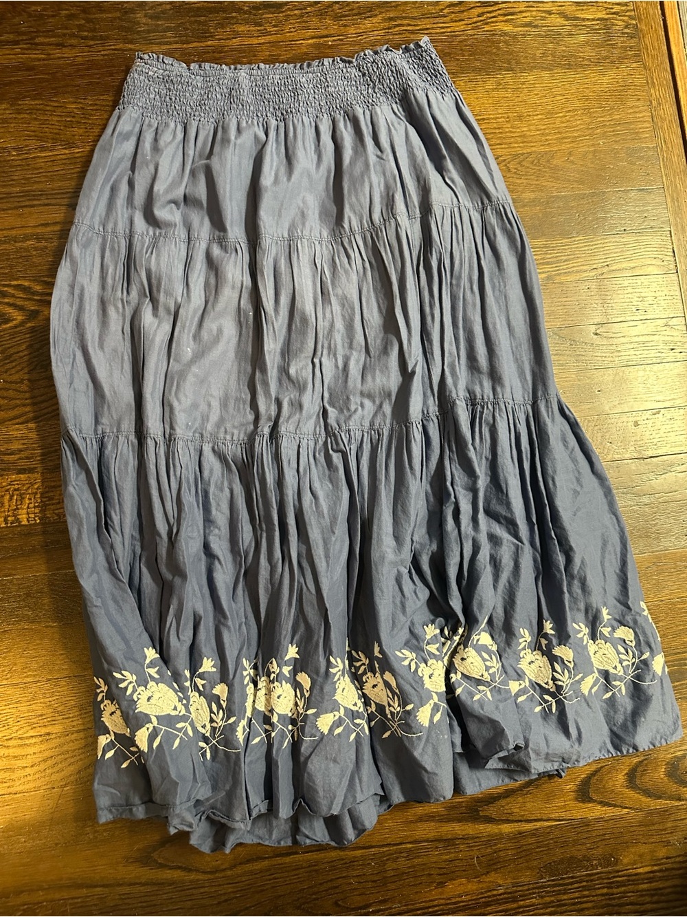 Old Navy Womens Blue Tiered Embroidered Maxi Skirt
